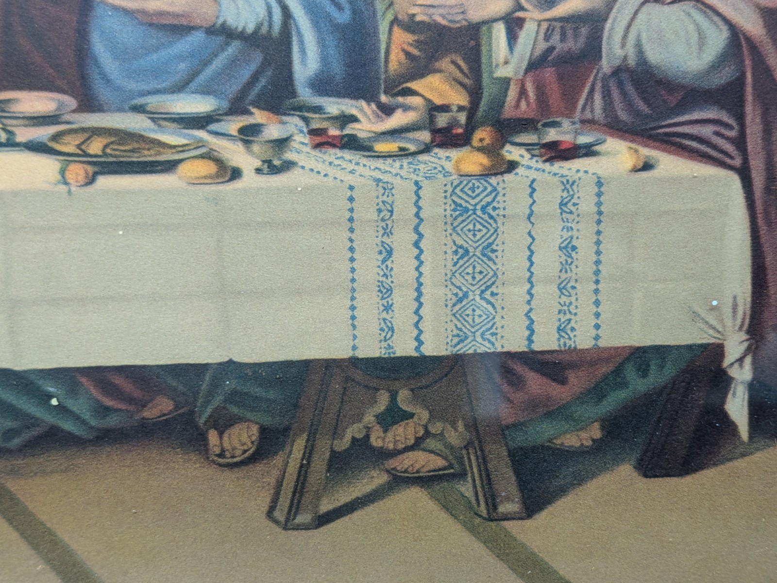 Vtg Last Supper Lithograph Religious Gold Guild Frame 23×15 Vibrant Colors
