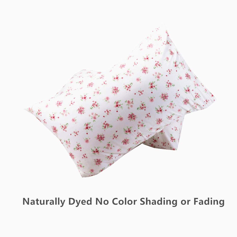 2-Piece Floral White Pillowcase Set 400 Thread Count 100% Cotton, Standard, 5