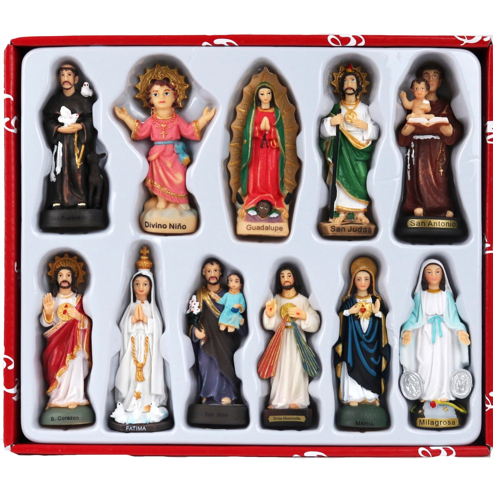 Set 10Pc Santos & Vírgenes 3″Variados Divino Niño,Guadalupe,St.Judas Assorted