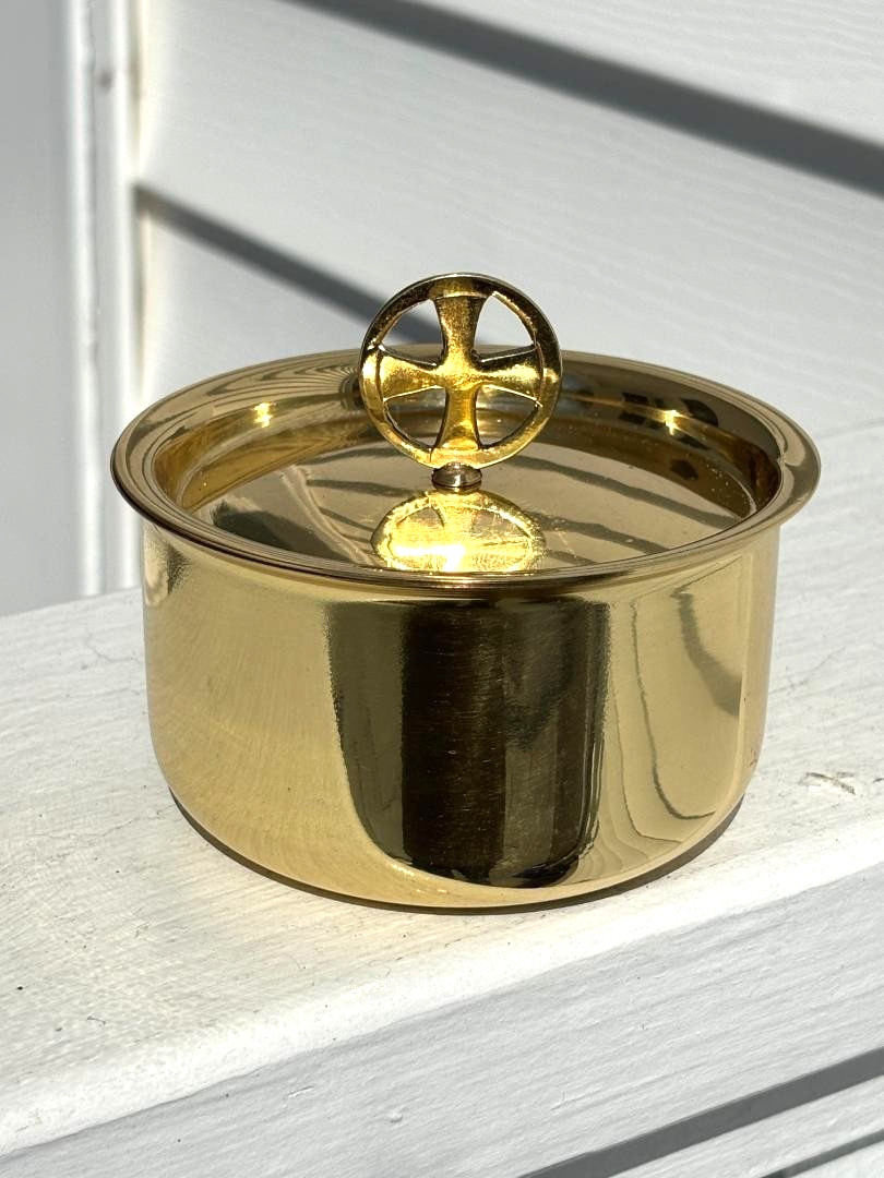+ Host Box, Host Holder, Pyx, Polished brass Luna Holder (H839) chalice co. +