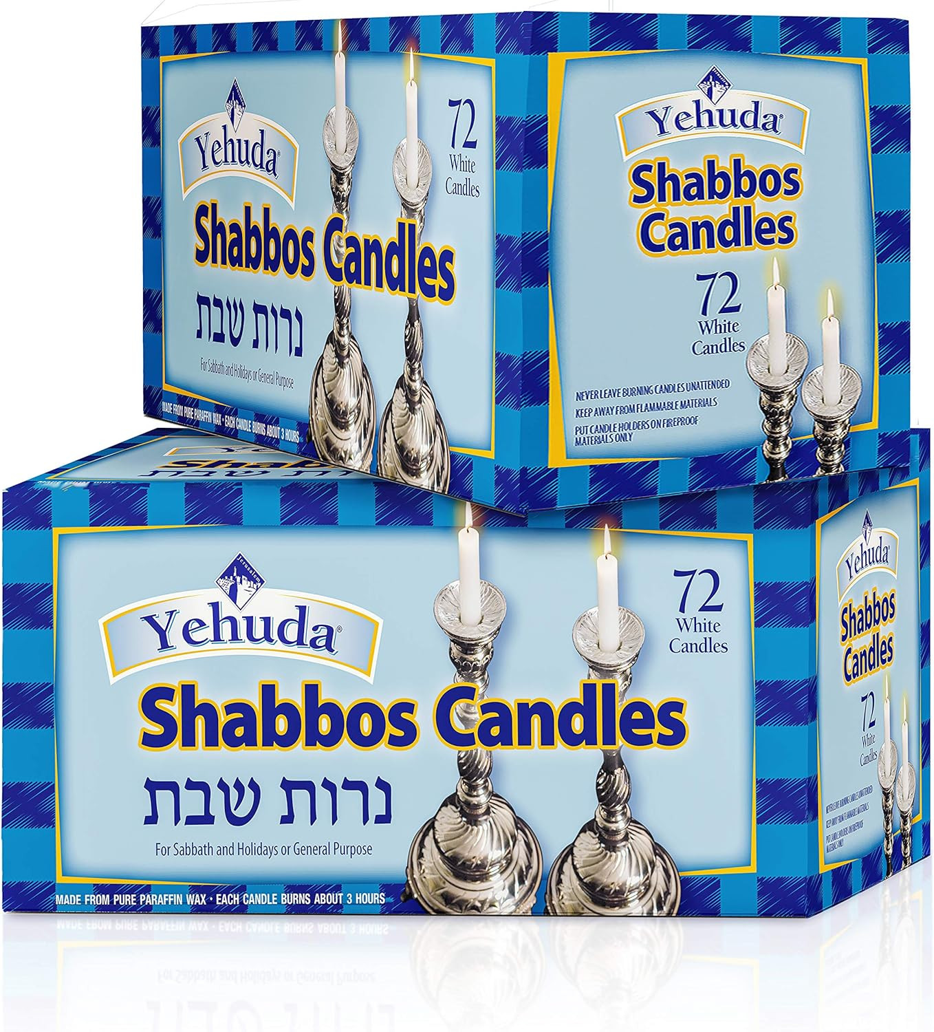 3 Hour Shabbos Candles, 72 Count (2 Pack – Total 144) Traditional Shabbat Dinner