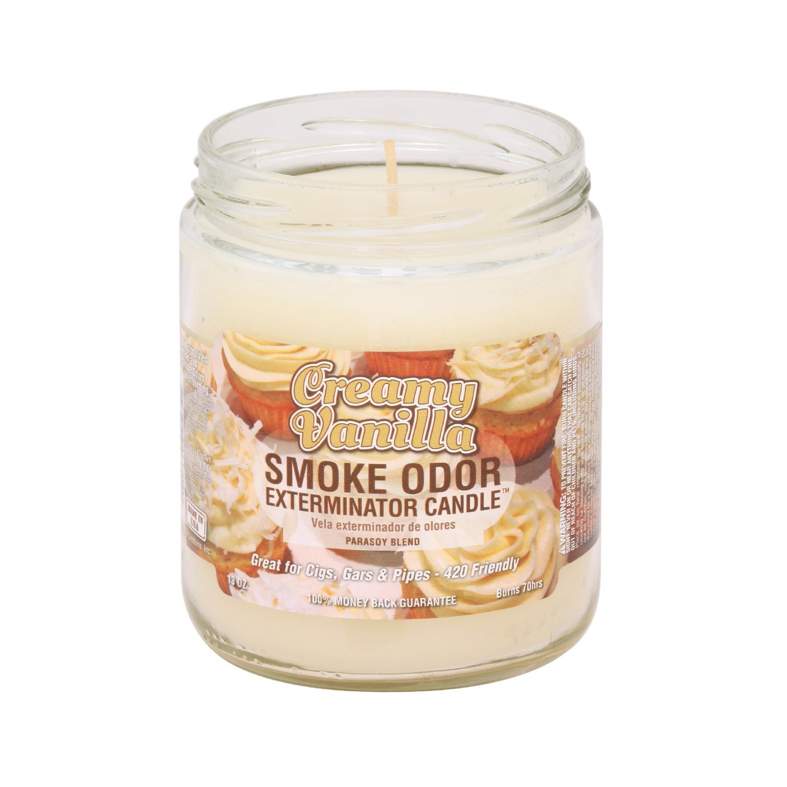 Odor Exterminator Candle Creamy Vanilla 13once by Smokers 1 Pack, Cream