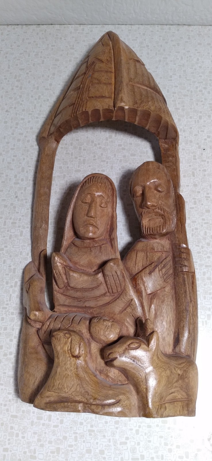 PATRICK PIERRE (HAITI) CHRISTIAN FOLK ART WOOD CARVED MARY/JOSEPH/BABY JESUS