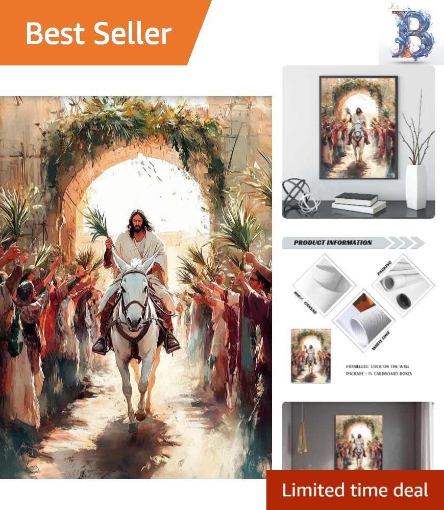 Vibrant Jesus Triumphal Entry Canvas Print – Perfect Faith Gift – 12″ x 16″