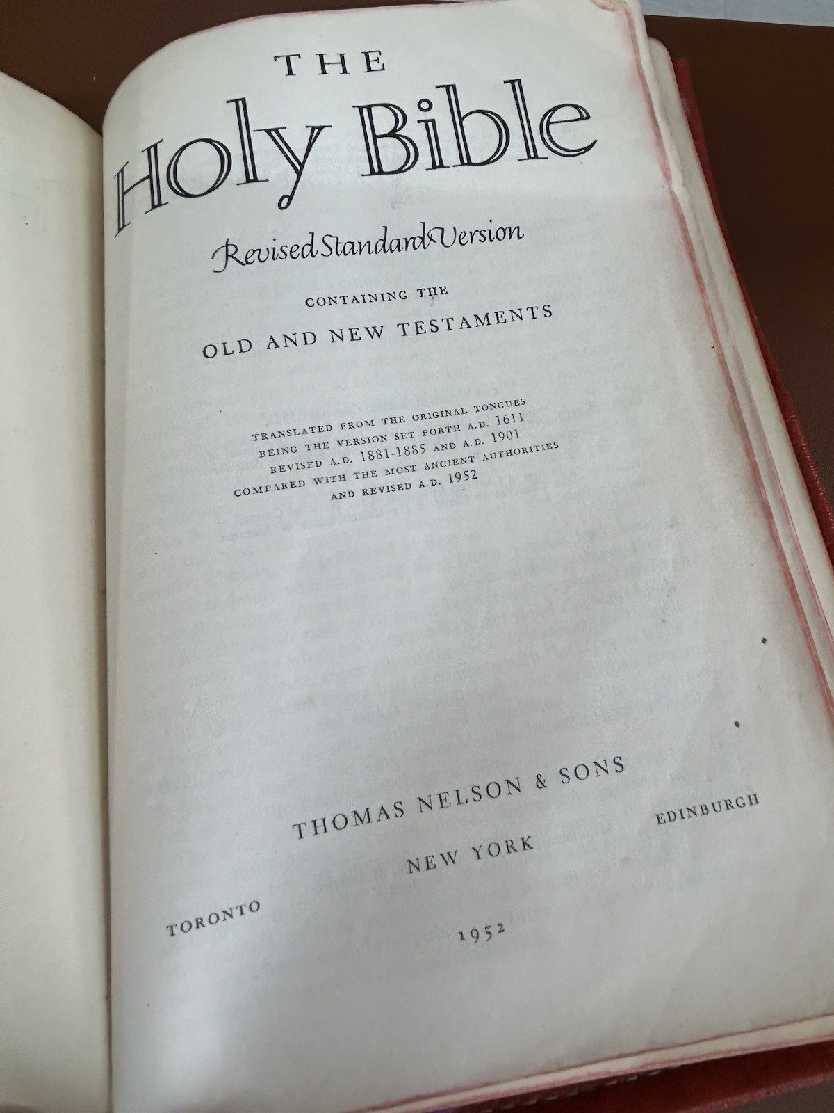 Vintage Holy Bible 1952 Thomas Nelson & Sons Worn Has Character Denim Cover