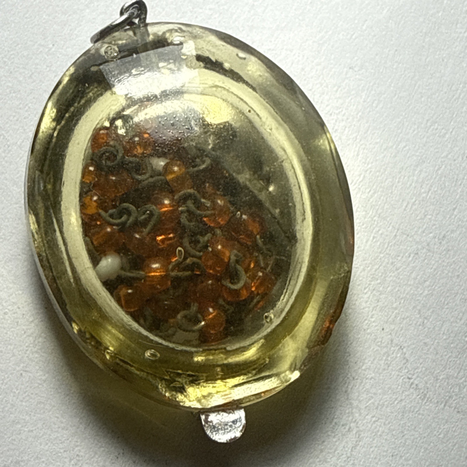 mini rosary Czech Glass In Czech Lucite Holder Pendant Antique Czechoslovakia