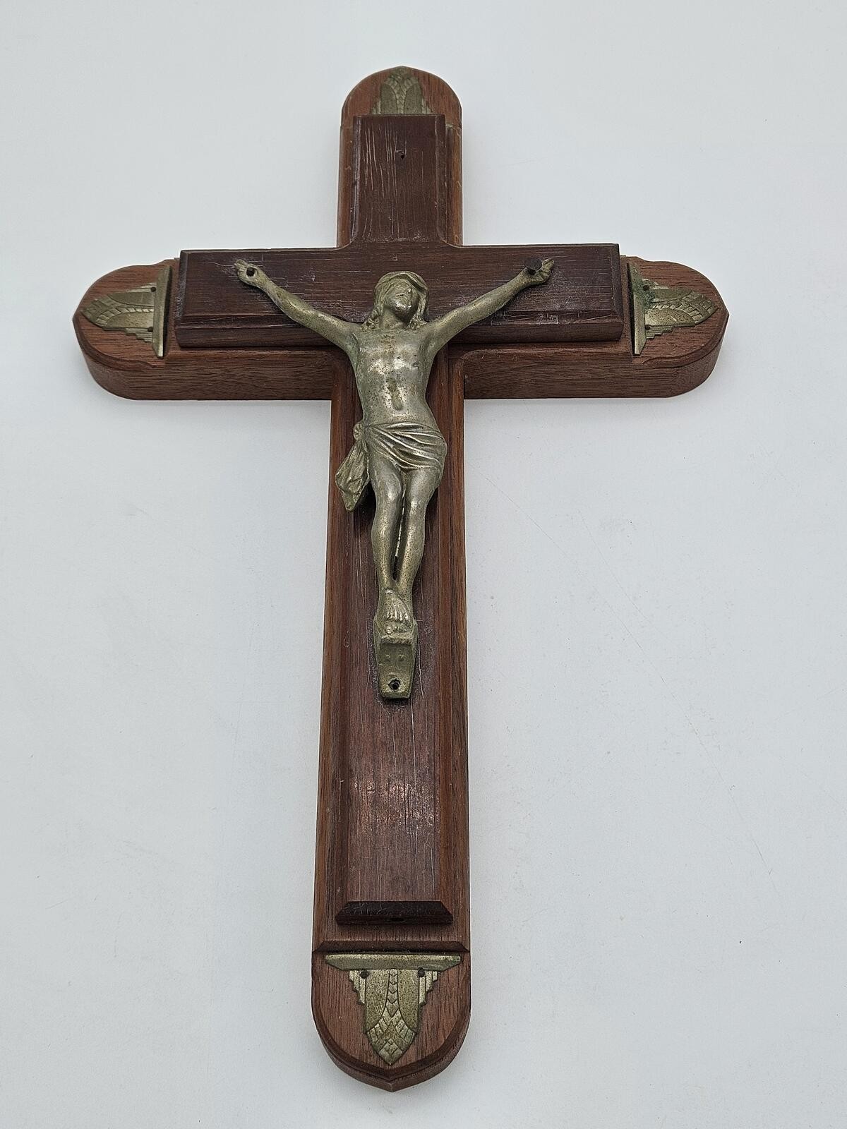 Antique 1930s-1950s Catholic Sick Call Crucifix Last Rites Hidden Compartment