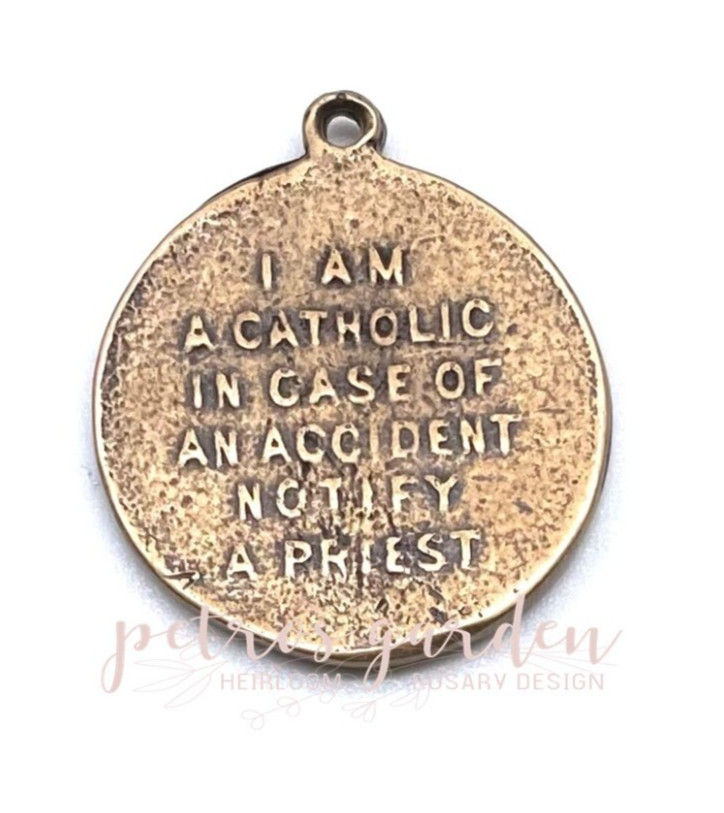 Solid Bronze ST MICHAEL RAYS Medal Antique Vintage Reproduction #PG7111