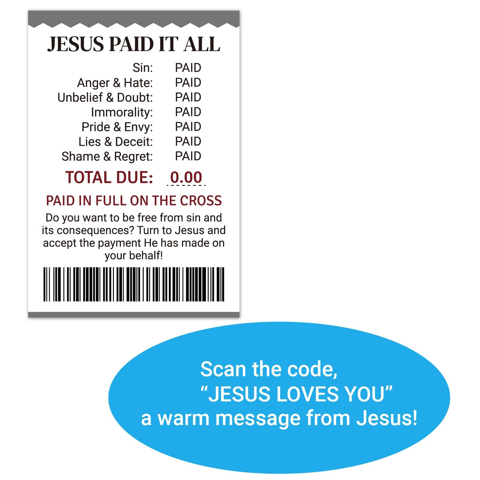 Fankya 240pcs Gospel Tracts Romans Road 3.5 x 2.24 inches, Jesus Paid It All