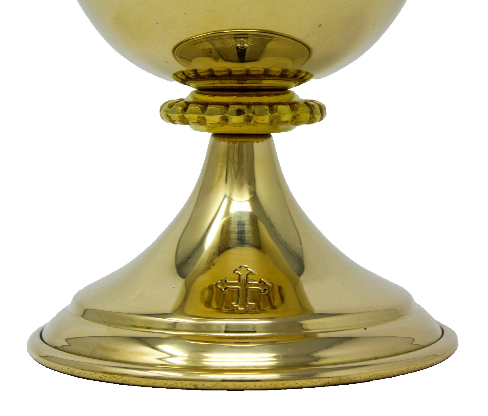 Brass Chalice Cup, Lidded Ciborium With Cross Top and Paten Vessel Church Set