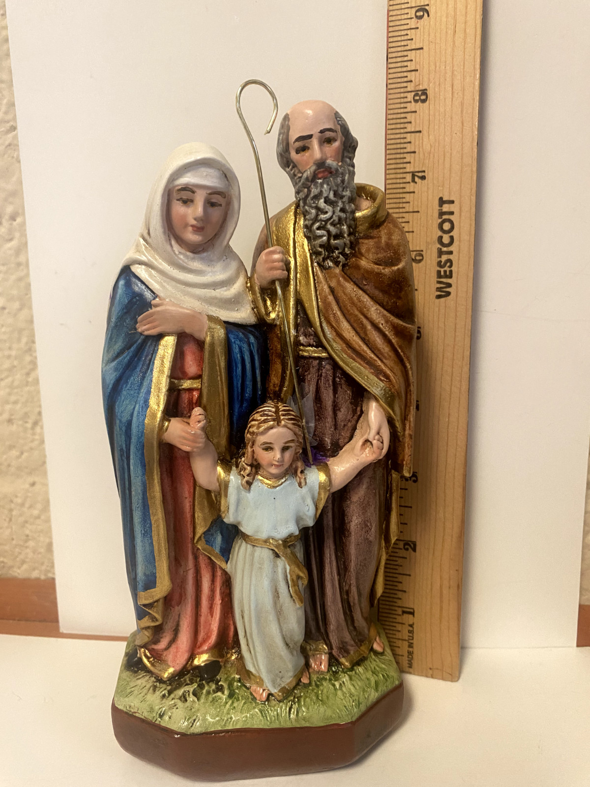 Sts. Anne & Joaquim Hand Painted 8″ Statue, New From Colombia #L020