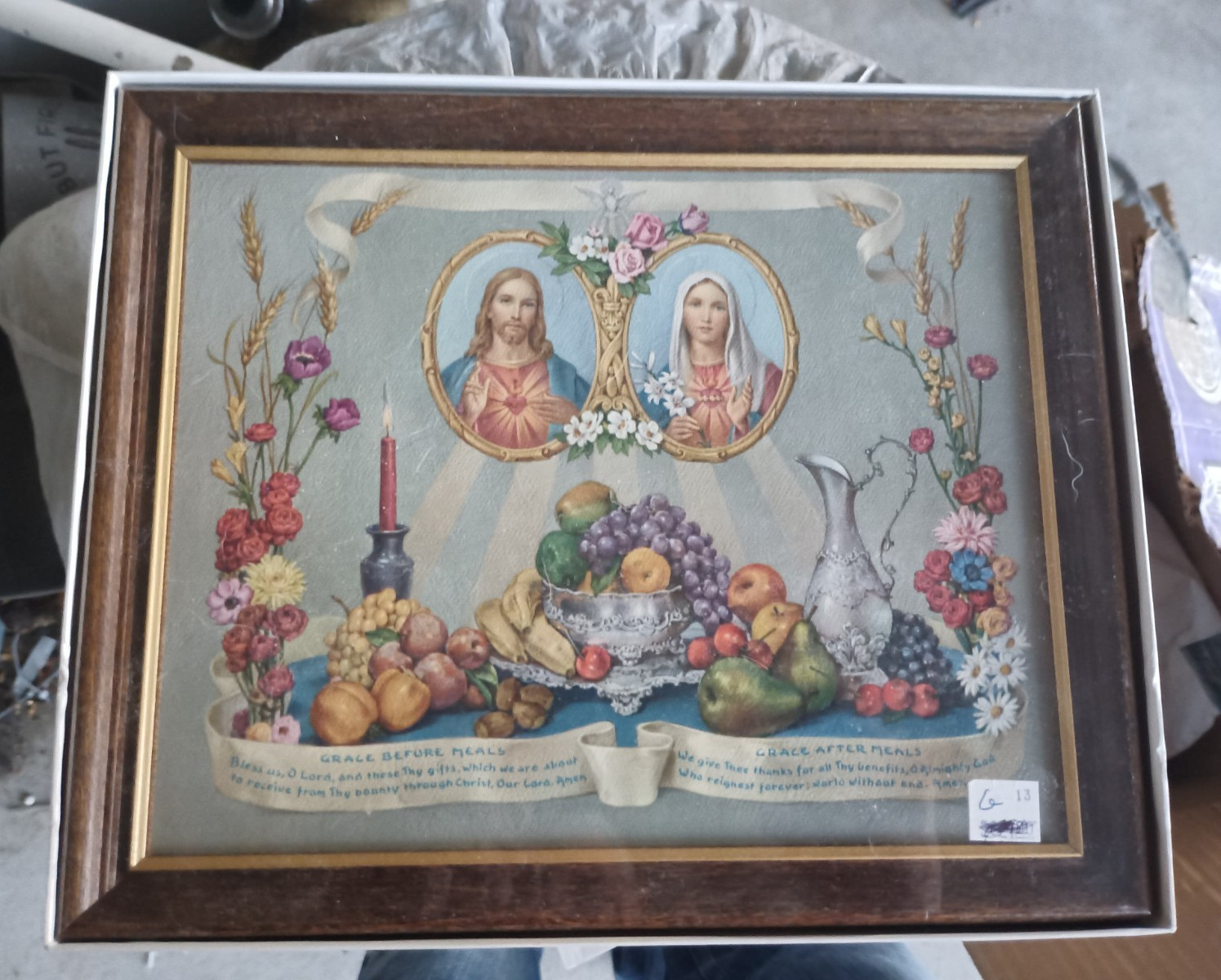 NEW PLASTIC ON IT Christian Framed Print Grace Before Meals & Grace After Meals