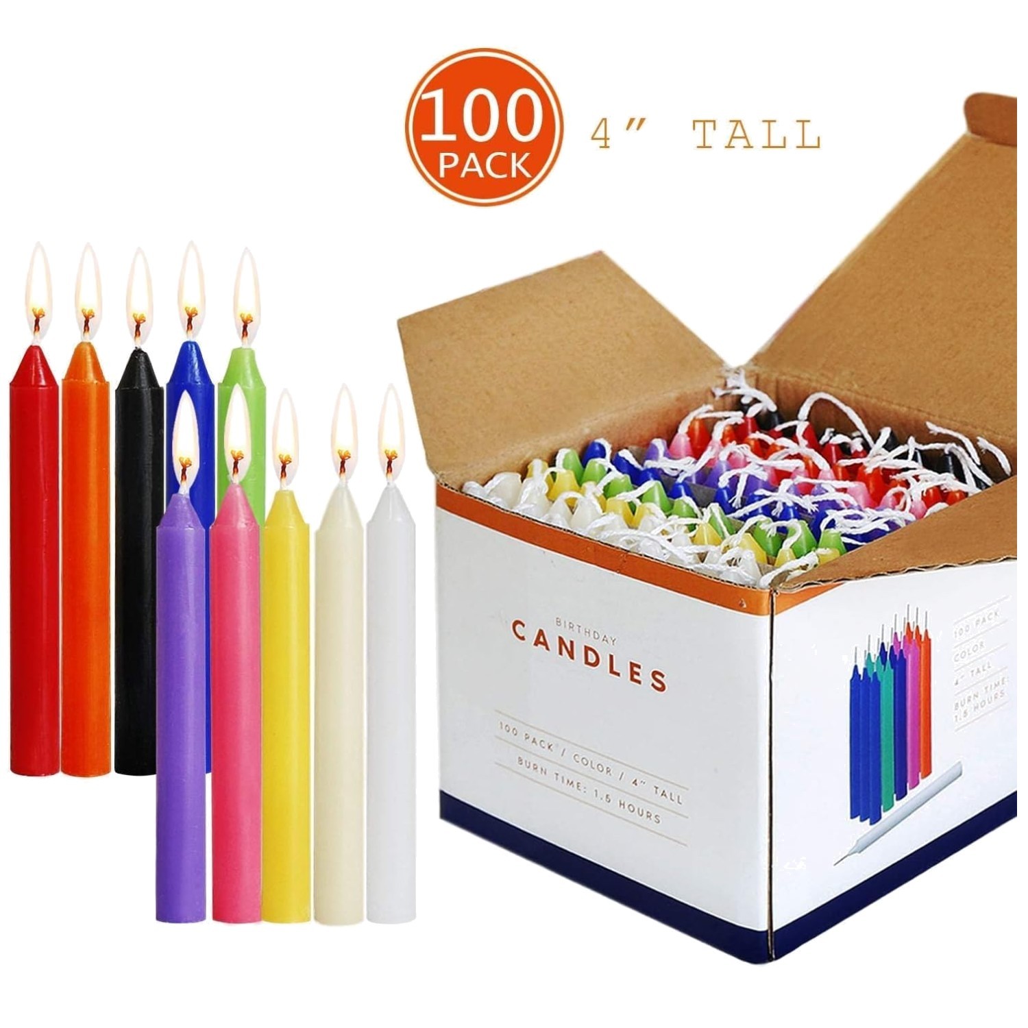 100-Pack Unscented Chime Taper Candles for Rituals & Spells