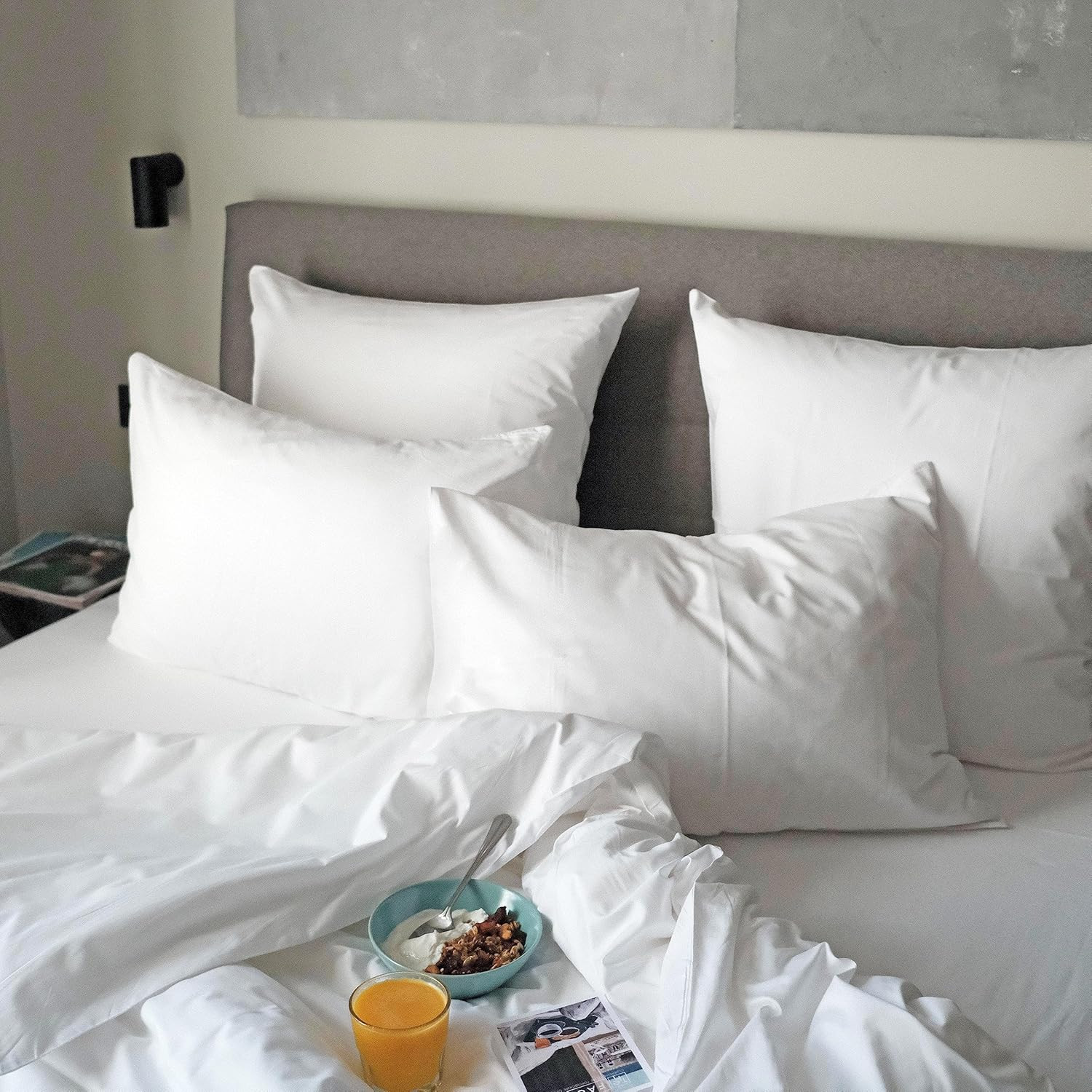 100% Egyptian Cotton Pillow Protectors Set of 2, 600 Thread Count Standard Size