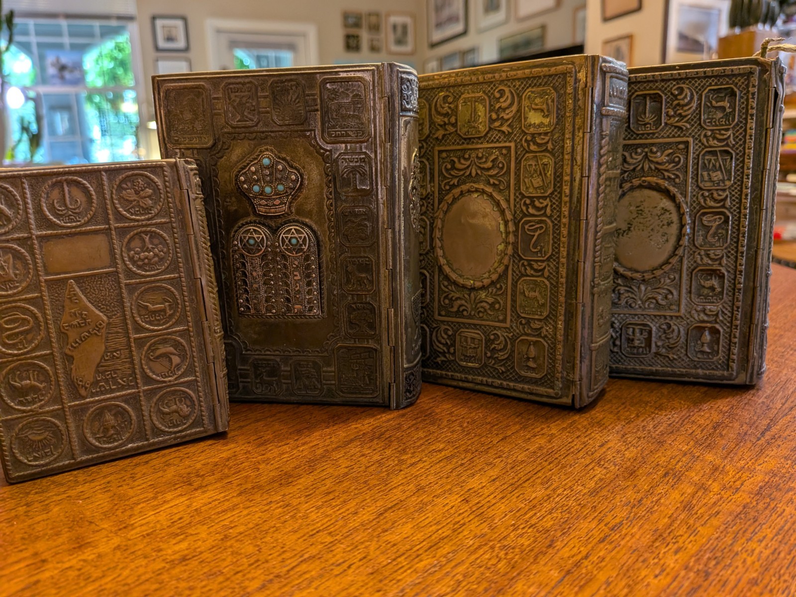 Judaica -Vintage Bezalel Copper-Bound Siddurim (4-Piece Lot) – 1950s/1960s