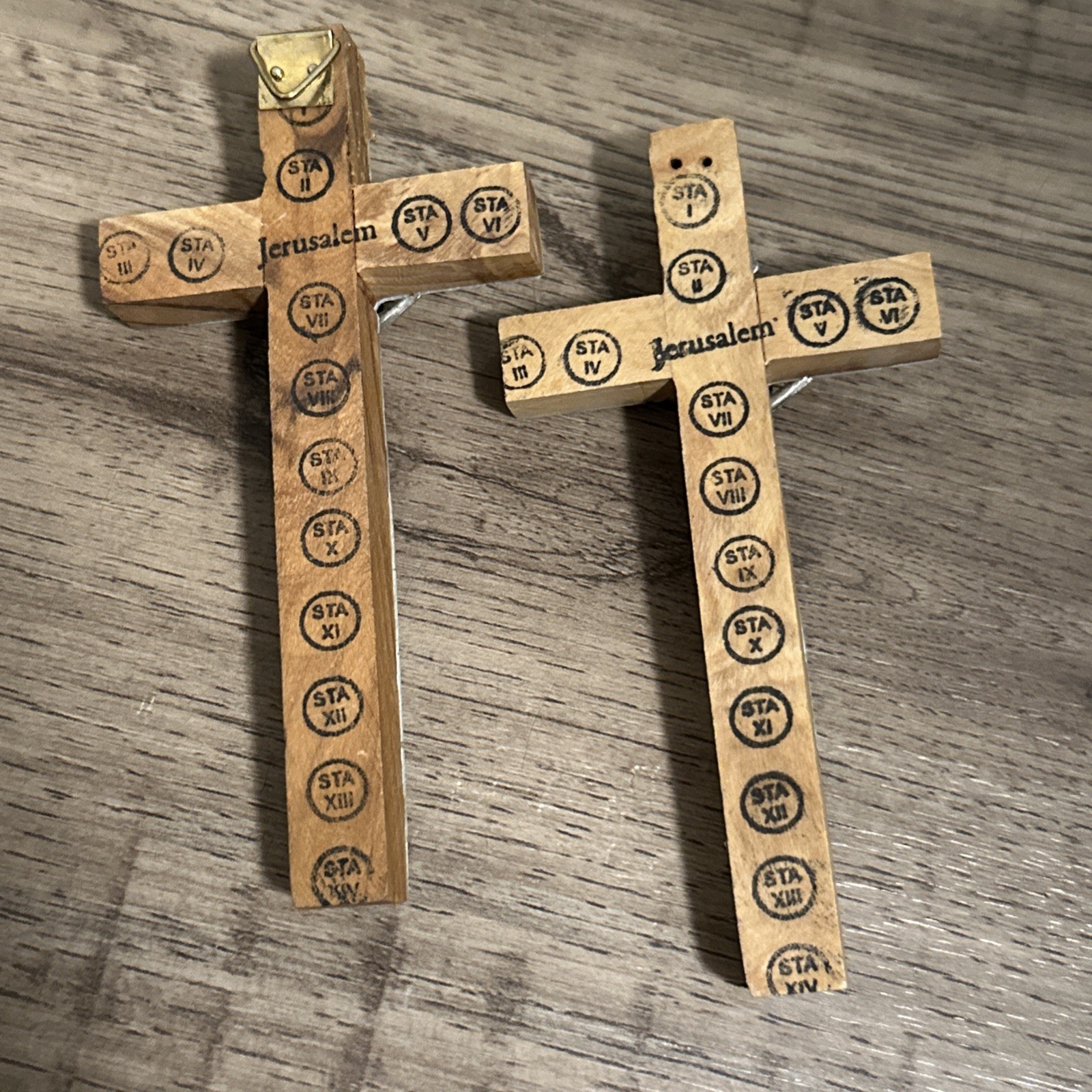 Olive Wood Mother Of Pearl Crucifix Jesus Read* Imperfect