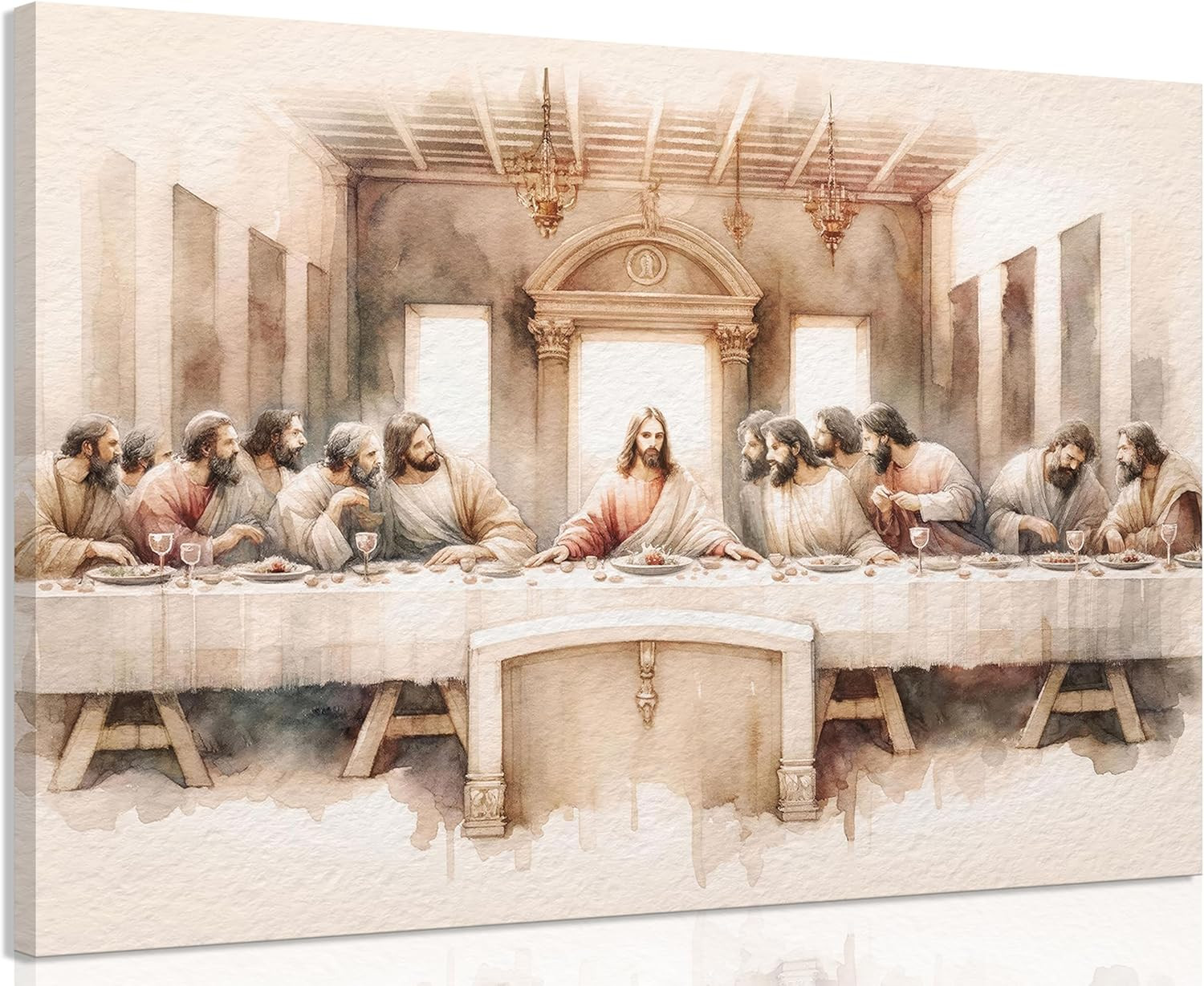Jesus Last Supper Bible Story Canvas Wall Art Christian Religious Faith Painting