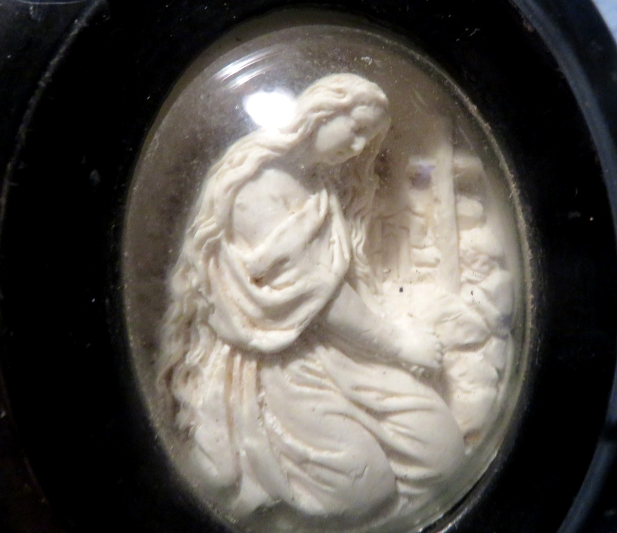 Antique French Saint Mary Magdalene Carved Meerschaum Framed