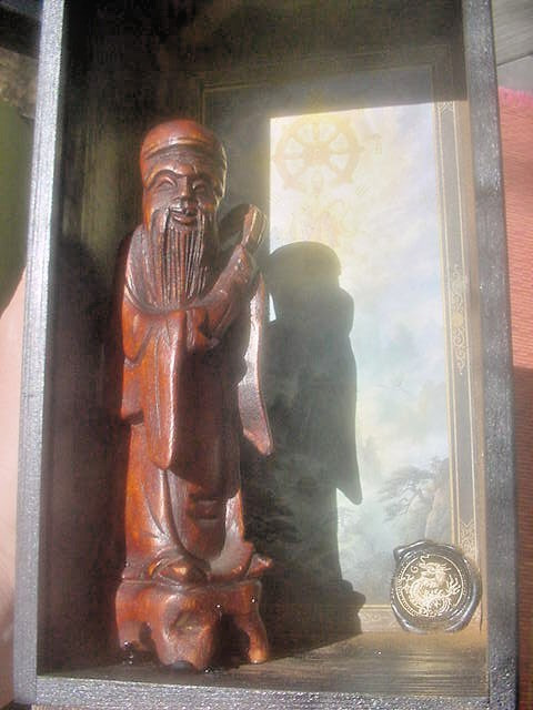 Lucky LU altar shrine w whisk 2 sweep away all bad luck blseed scroll and money