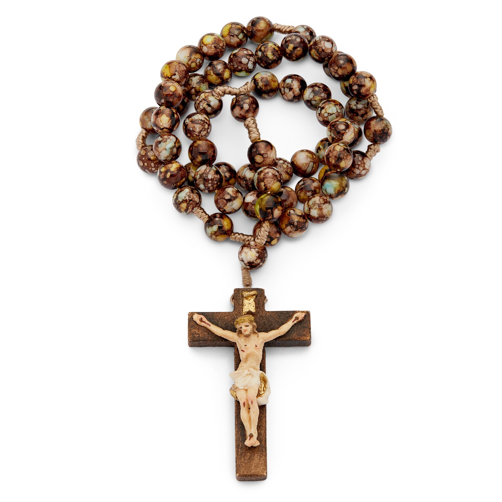Resin Rope Rosary Beads Catholic Prayer Necklace Cross Blessed By Pope Francis