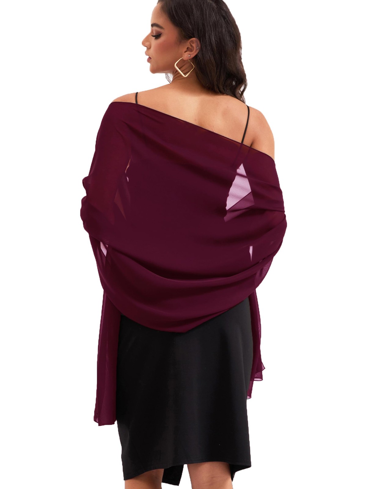 Baoqiya Women’s Shawls and Wraps for Length(79″) * Width(19″), Burgundy