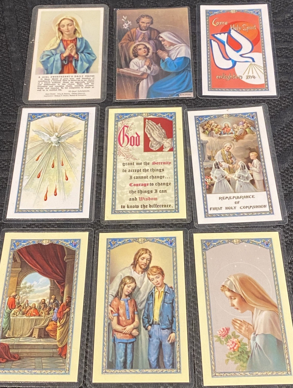 Lot Of 9 Laminated Religious Prayer Cards Catholic Faith