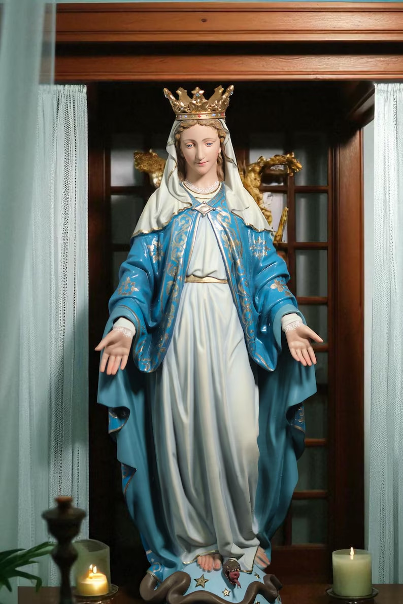 16.5″ Our Lady of Grace Virgin Mary Statue with Crown Catholic Home Decor