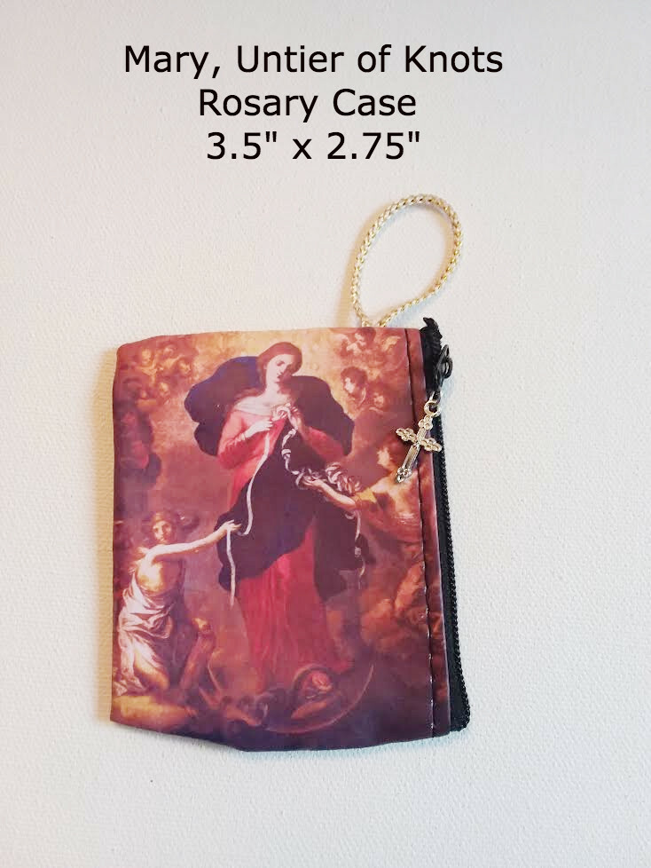 Mary Untier of Knots Rosary Case, 3.5″ x 2.75″, Zipper Closure