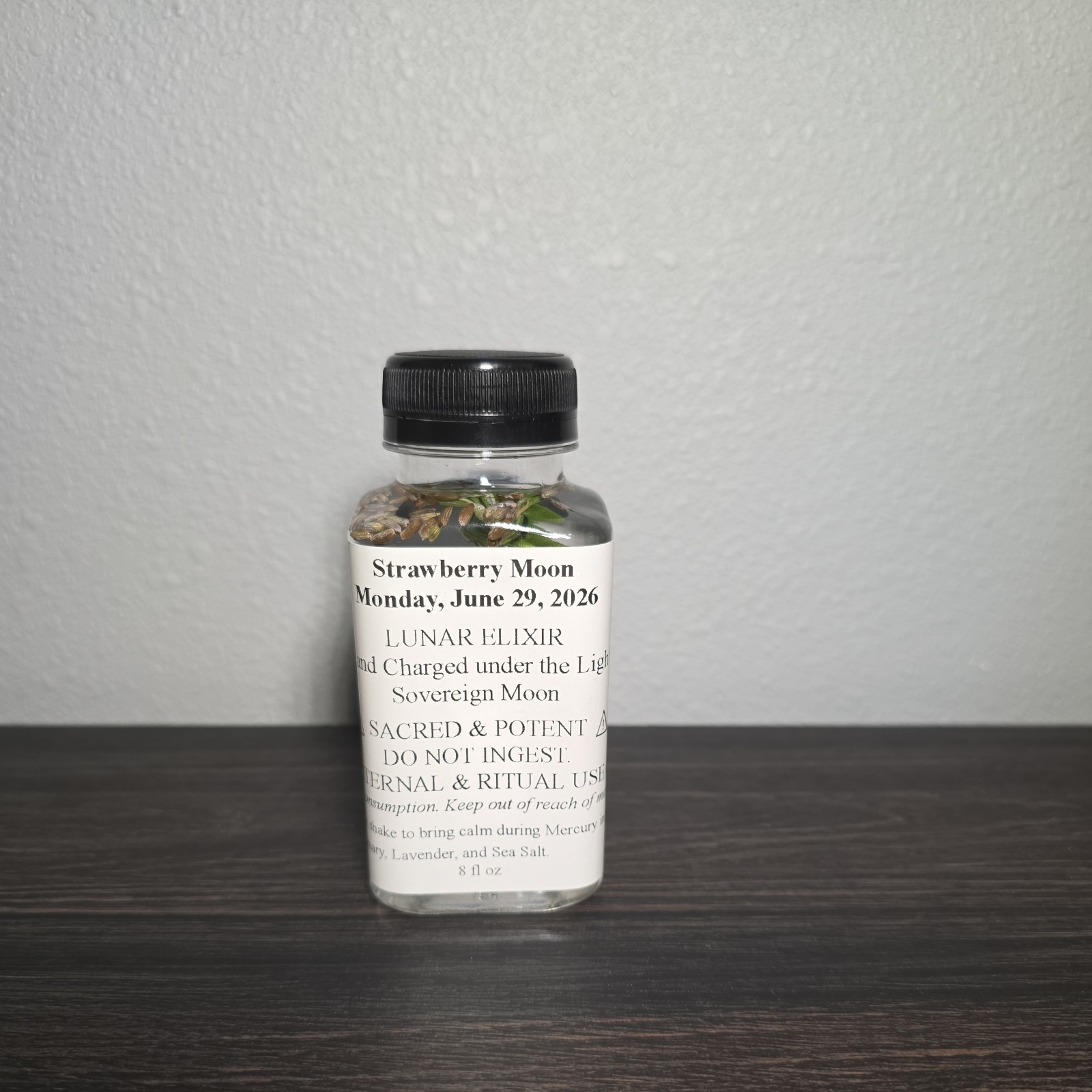 8oz Moon Water Infusion – Calm for Mercury in Retrograde Strawberry Moon