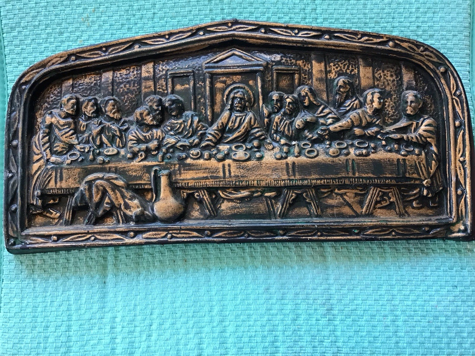 Vintage Chalk Ware Lord’s Supper Plaque Wall Hanging