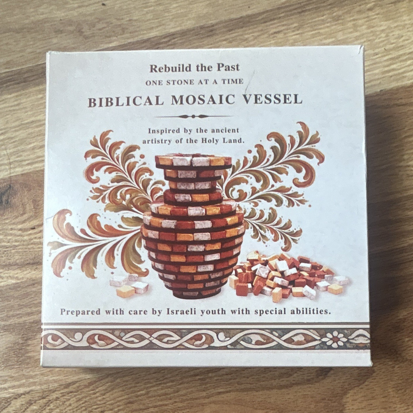 Biblical Mosaic Vessel Craft Kit, Small Wood Square Boxed Set, Multicolor