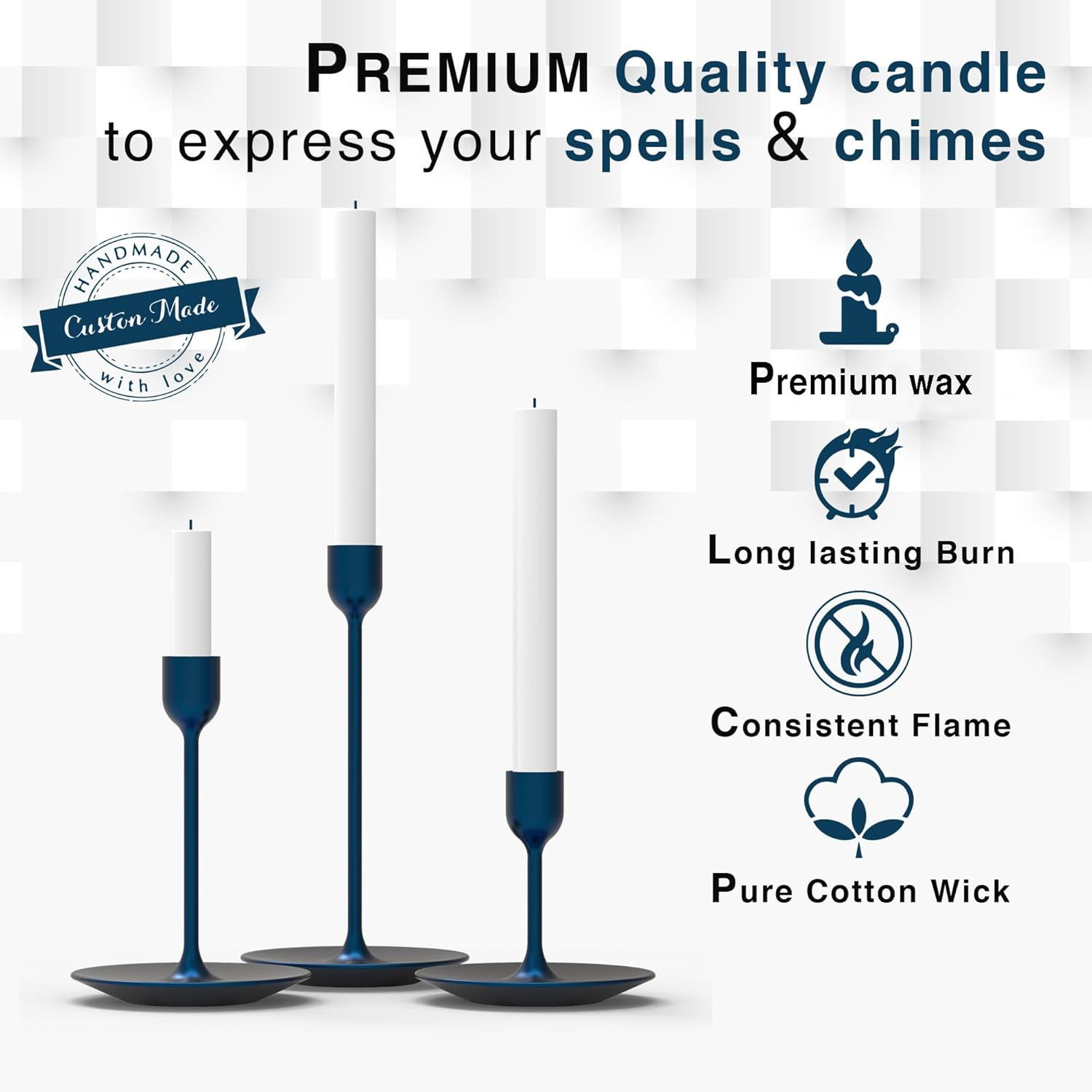Set of 20 White Spell & Chime – Premium Mini Taper Candles for Rituals, Prayer,