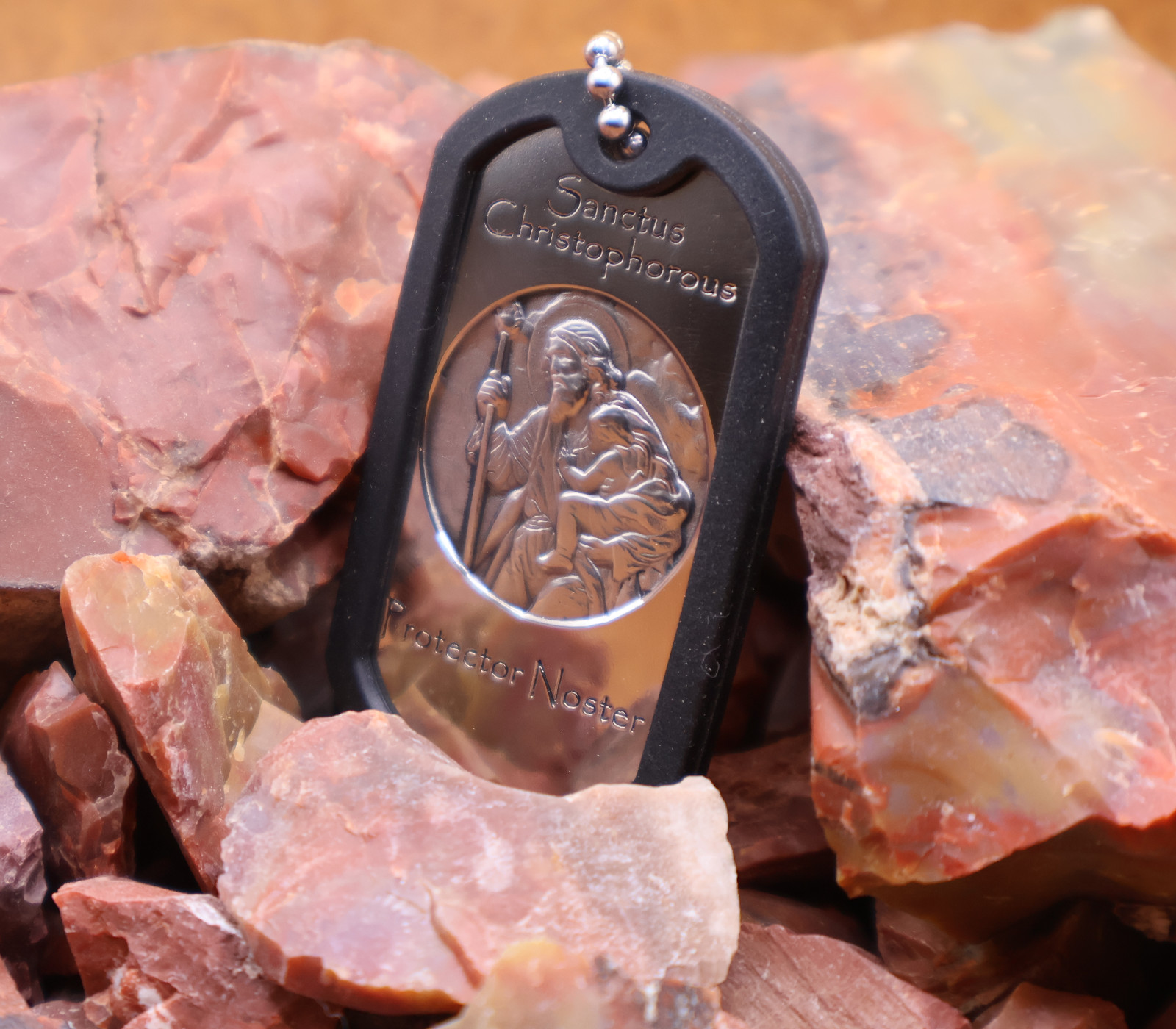 St Christopher Deep Engraved Third Dogtag in Latin