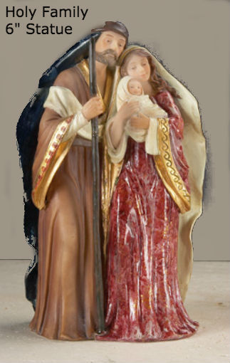 Detailed Holy Family 6″ Statue in Vibrant Colors w/ Gold Accents Christmas!