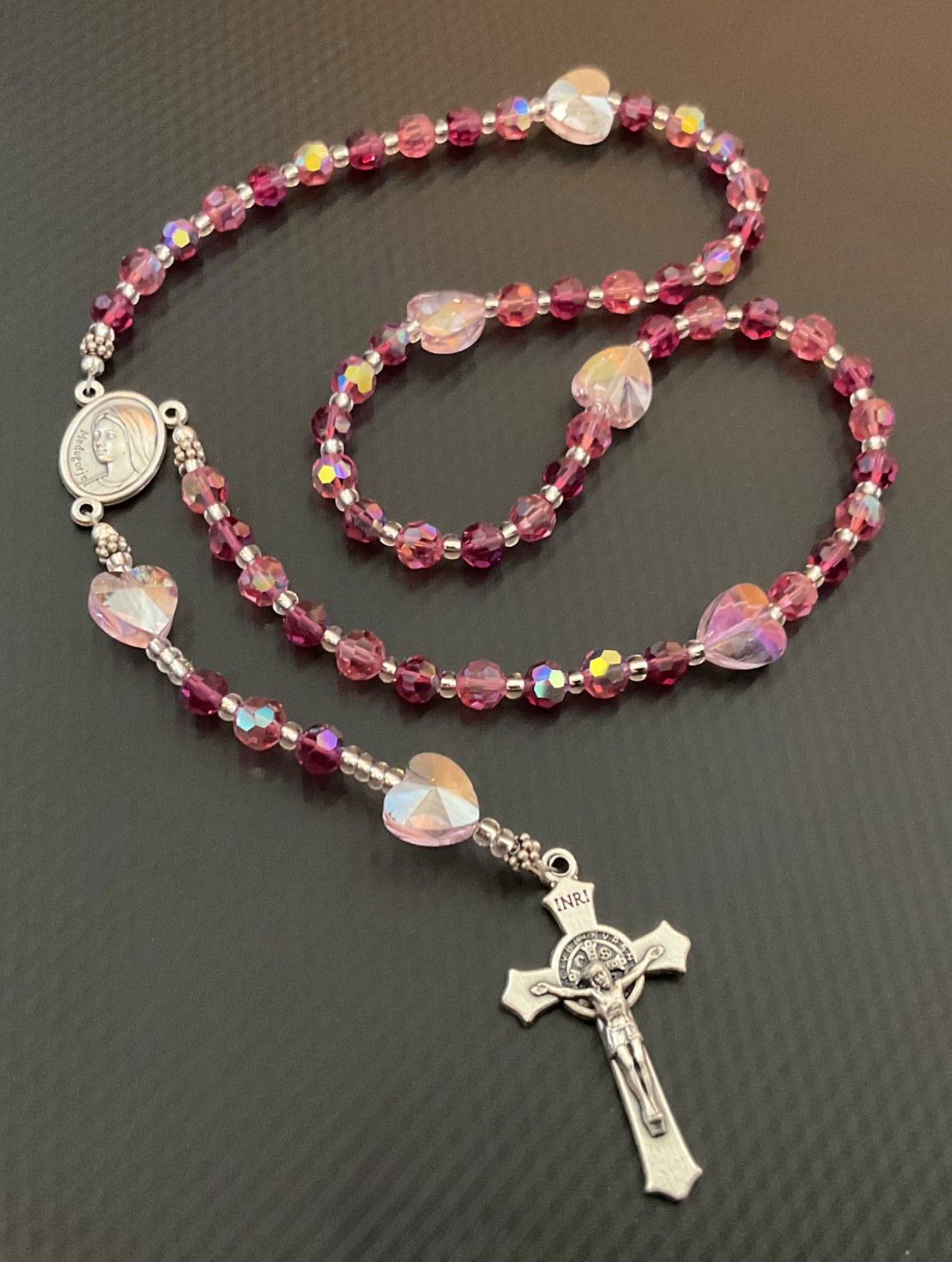 Rosary Handmade – Swarovski Crystals, Silver Bali Beads, Medjugorje + Crucifix