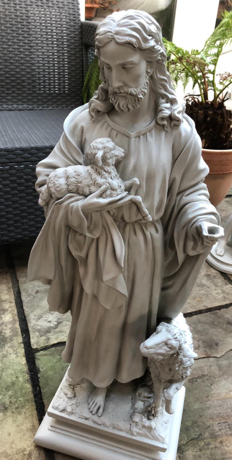 28 inch Jesus Statue Faux Stone Garden Backyard Religious Christian Figurine