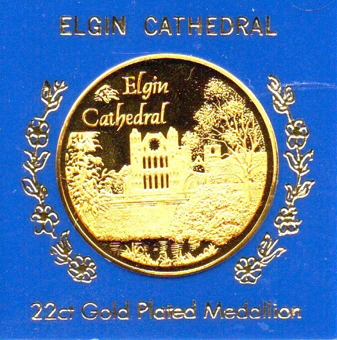 Elgin Cathedral Scotland 22ct Gold Plated Medallion – rare as pictured