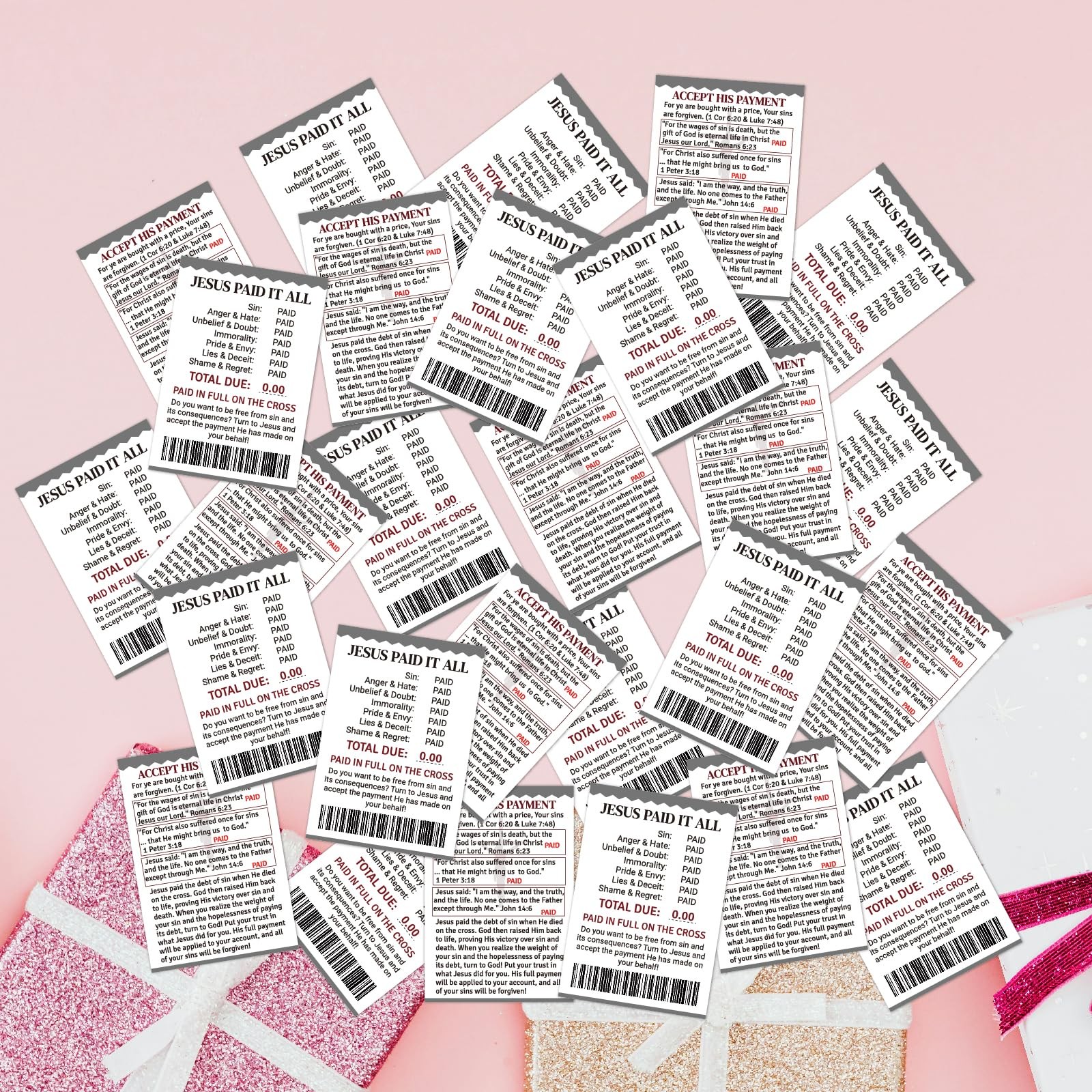Fankya 240pcs Gospel Tracts Romans Road 3.5 x 2.24 inches, Jesus Paid It All