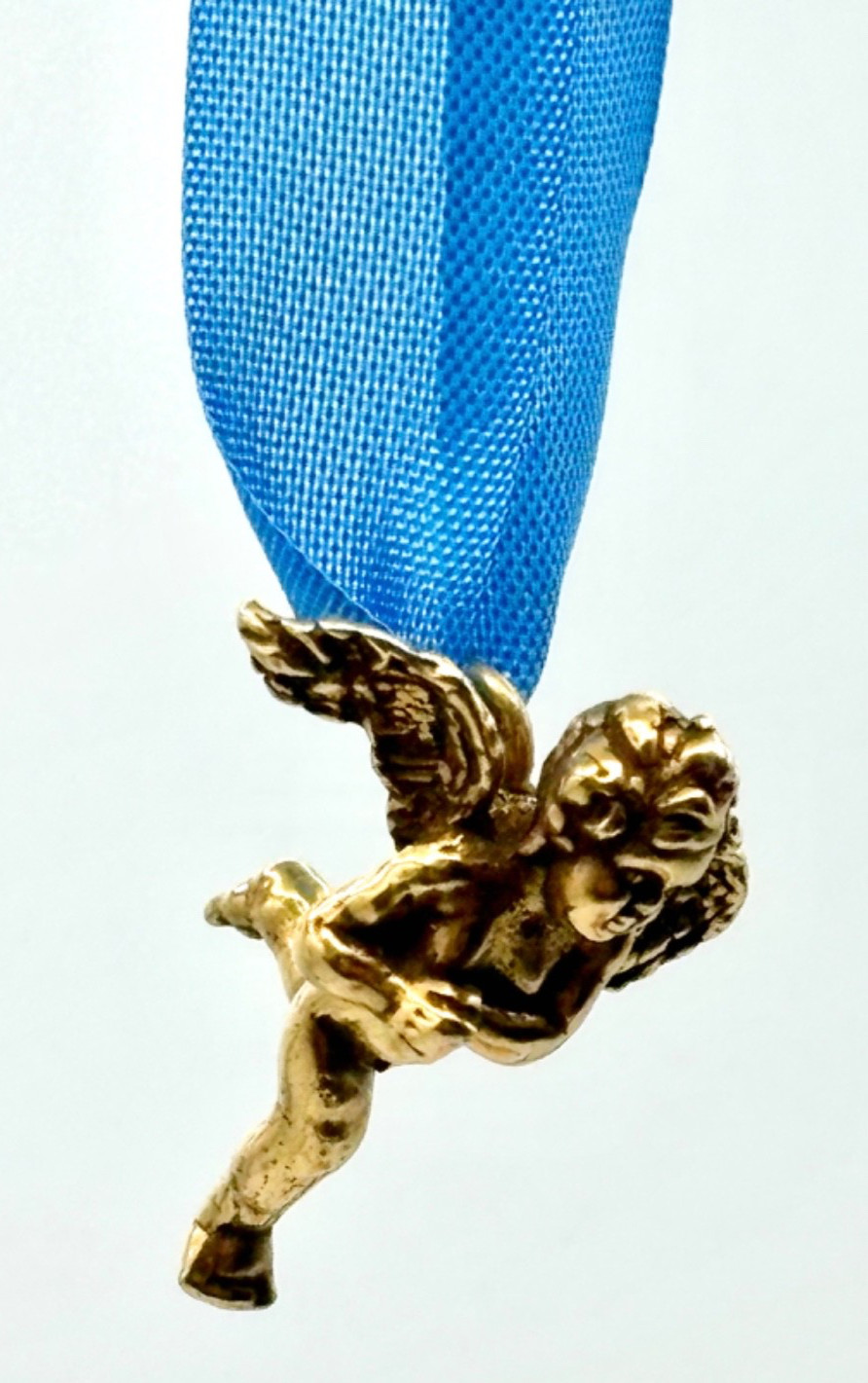 Angel Pendant Charm Brass Vintage 1990s 1.25″