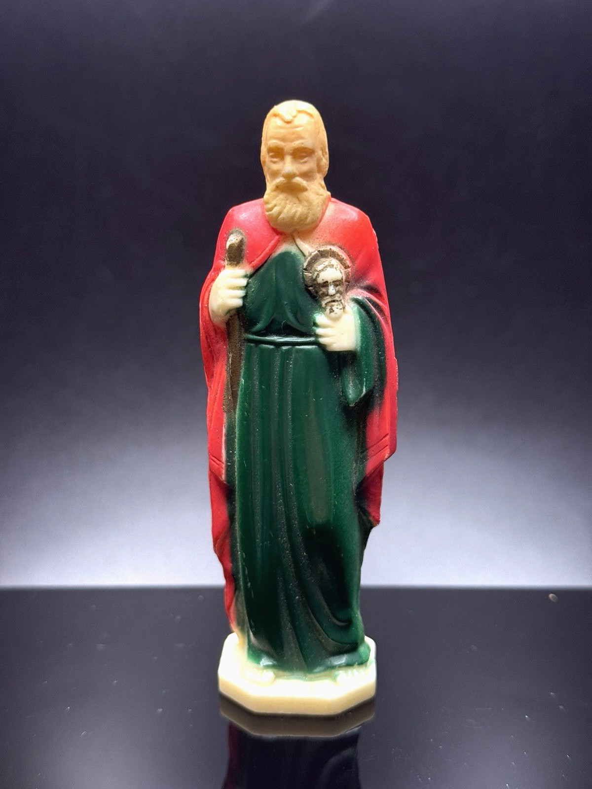 Vintage St Jude Thaddeus Plastic Figure Statue 6″ Catholic Saint Collectible