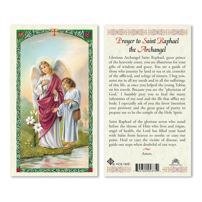 Prayer to Saint Raphael the Archangel – Paperstock Holy Card HC9-182ENL