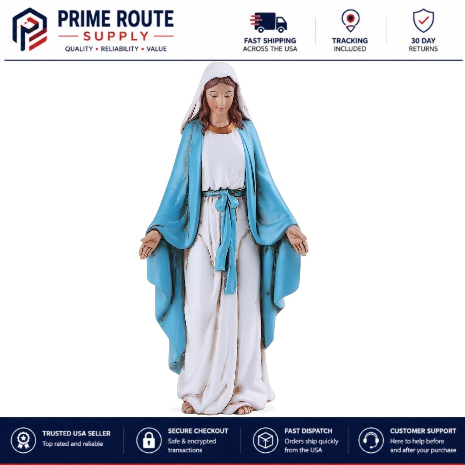 Multi-Colored Standing Virgin Mary Figurine – Durable Resin Accent for All Ages