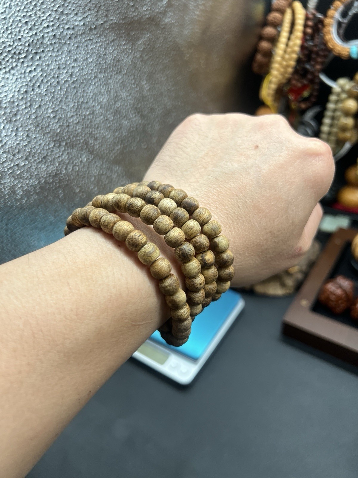 20g~ 8×7mm Hainan Yingge Green Agarwood 108 Beads Necklace国香系海南莺歌绿奇楠沉香108脖挂级别AAA