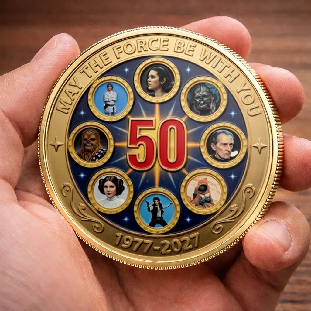 Star Wars 50th Anniversary Coin 1977-2027 May The Force Be With You Gold Coin