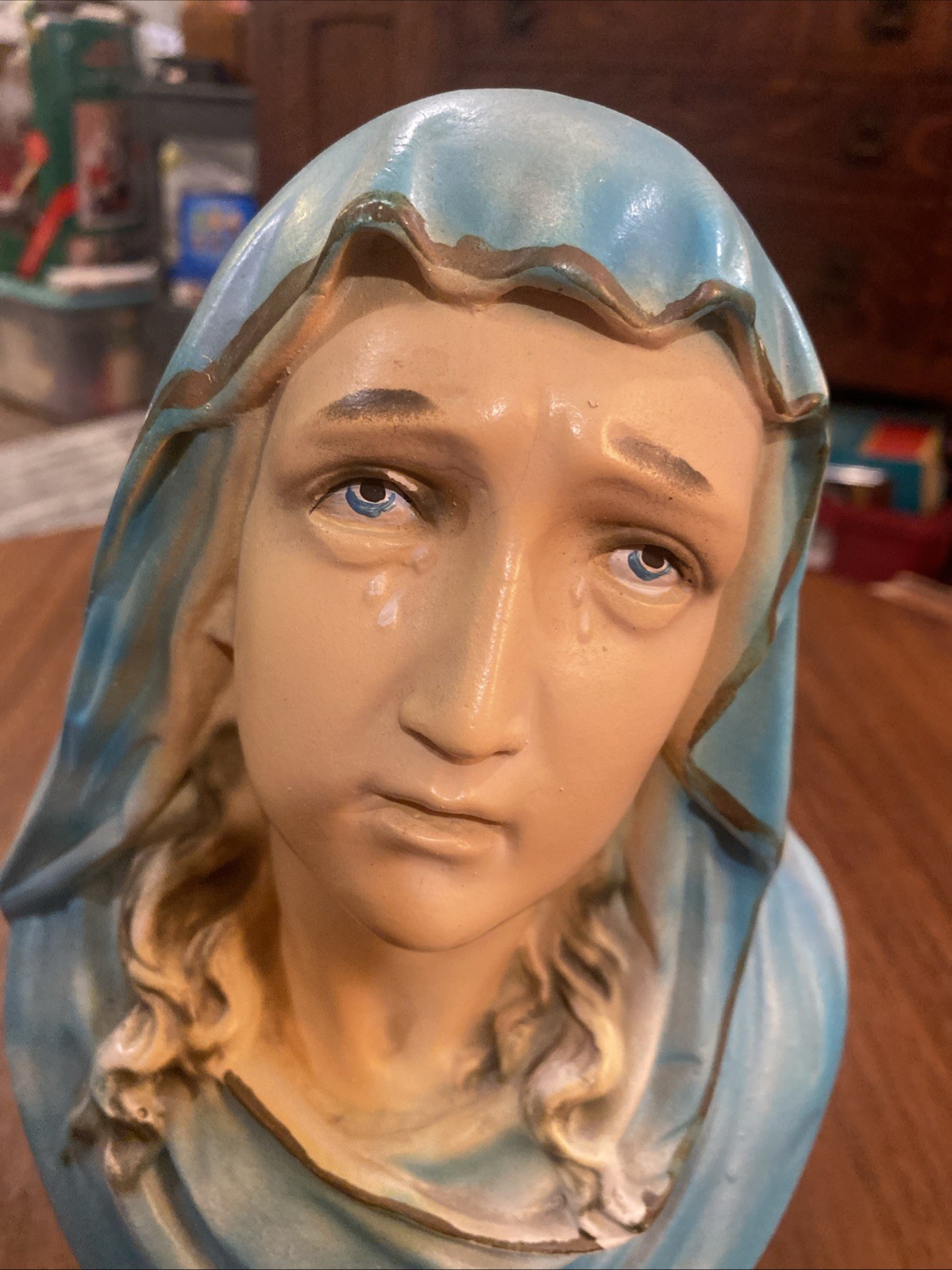 Vtg Mother Mater Dolorosa Bust Plaster Chalkware 12” Sorrowful Catholic