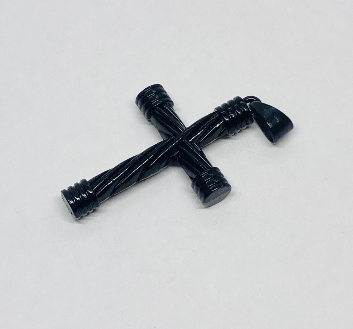 Modern Style Crucifix Cross Religious Pendant 1.75” Black Alloy Metal Decor 20