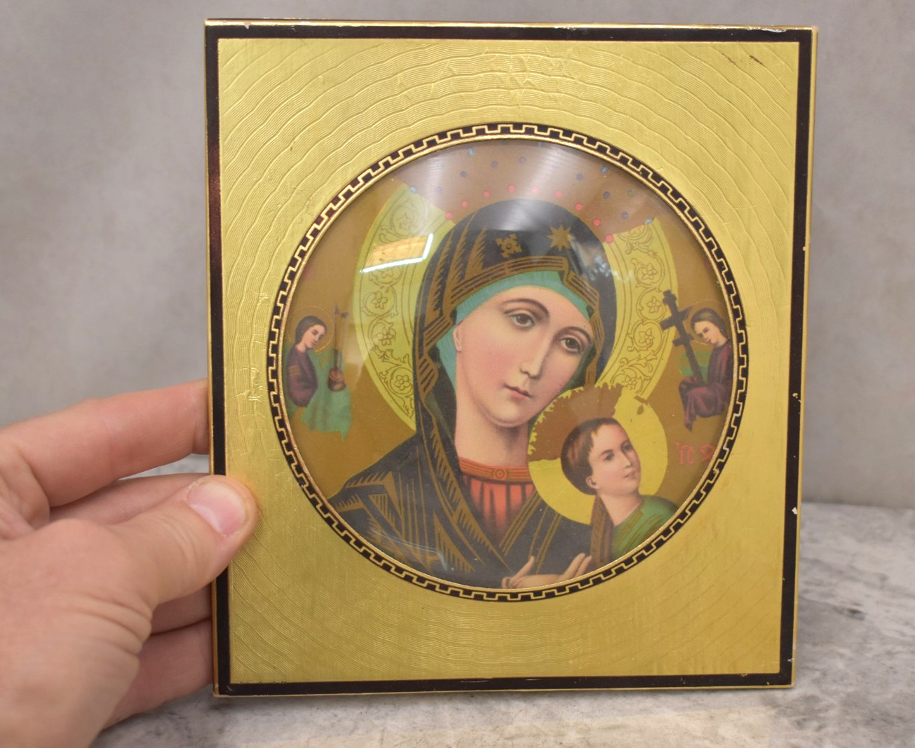 Framed Older Picture of Our Lady of Perpetual Help, Mary (CU245) chalice co.