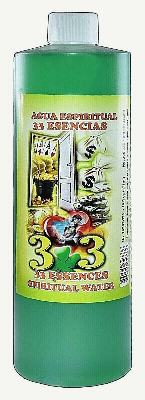 33 ESENCIAS AGUA ESPIRITUAL 33 ESSENCES SPIRITUAL WATER 16 OZ -MAGICK