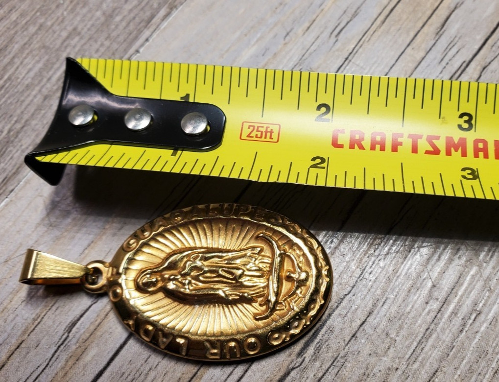Vintage Our Lady Of Guadalupe Gold Stainless Pendant