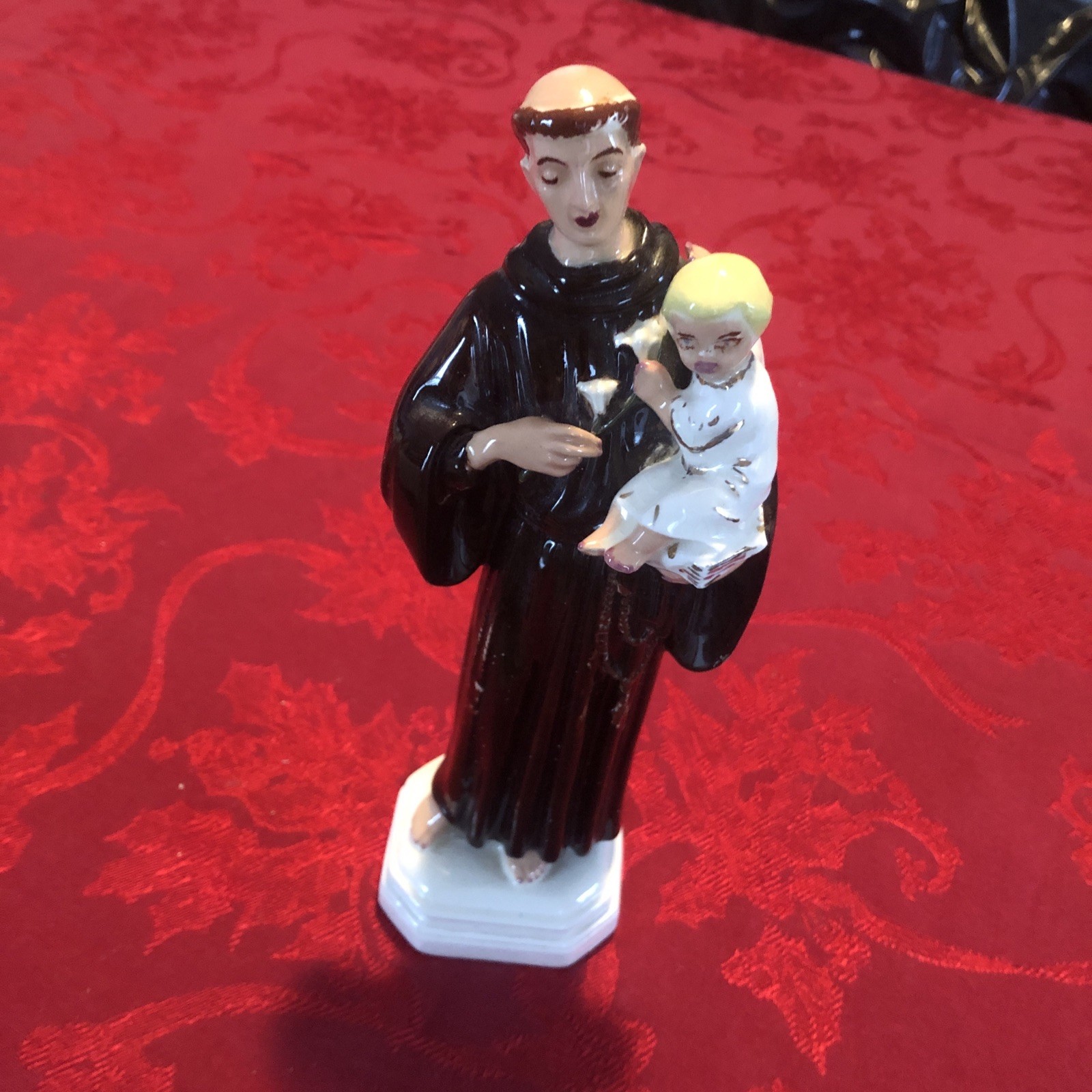 Vintage St. Anthony of Padua & Child Figurine Ceramic Unknown Maker See Photos.
